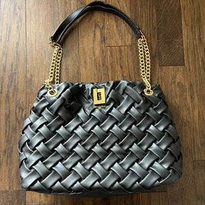Karl Lagerfeld PARIS Tote Elegant Black Woven Handbag